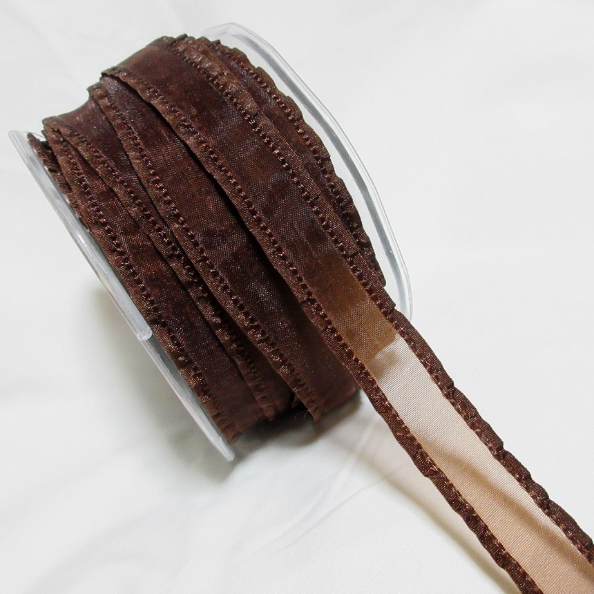 フリルオーガンジーリボン茶色 10メートル拍卖