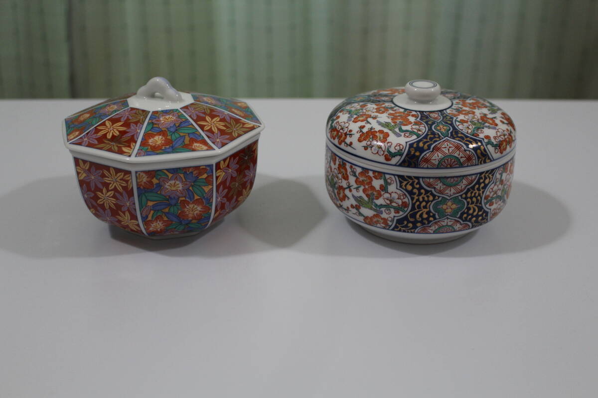 ■未使用 有田焼 錦松梅 彌左衛門 錦絵 蓋付 茶碗 佃煮■拍卖