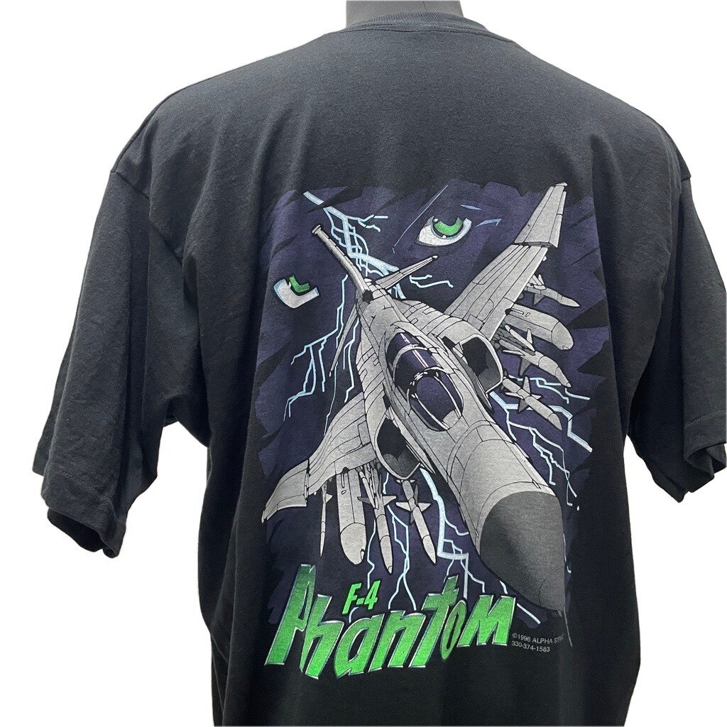 USA製 90’s F-4 Phantom 戦闘機 Tシャツ XXLサイズ / 1996 ポケット バック プリント 黒 ミリタリー アメリカ軍 US NAVY Deadstock拍卖