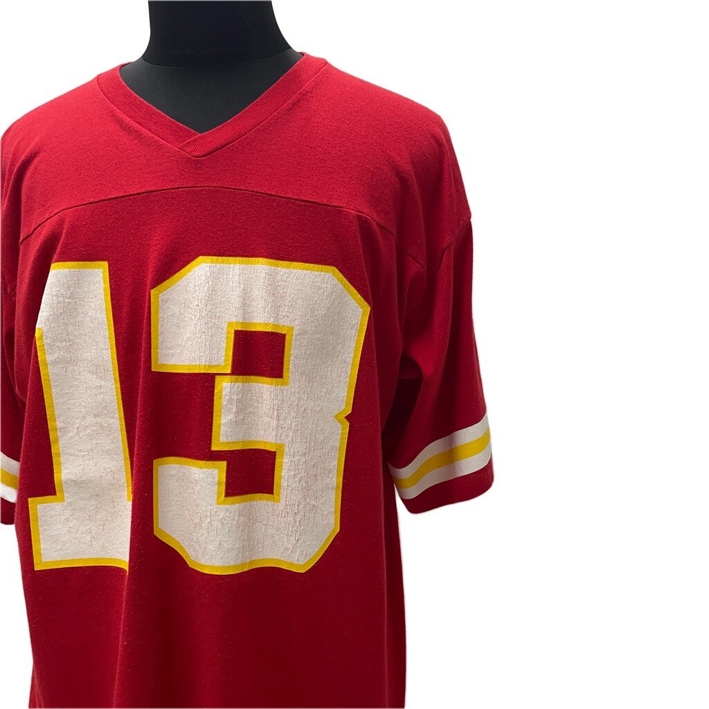 90’s USA製 フットボール Tシャツ XLサイズ / 赤 LOGO7 ナンバリング 半袖 ヴィンテージ オールド 拍卖