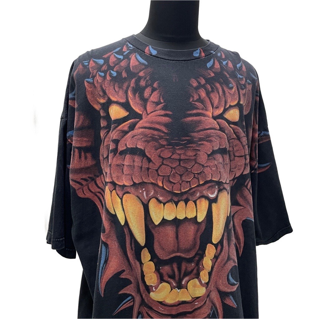 00’s 4XLサイズ LIQUID BLUE ドラゴン プリント Tシャツ / オーバー BIG 大きいサイズ リキッドブルー ヴィンテージ オールド拍卖