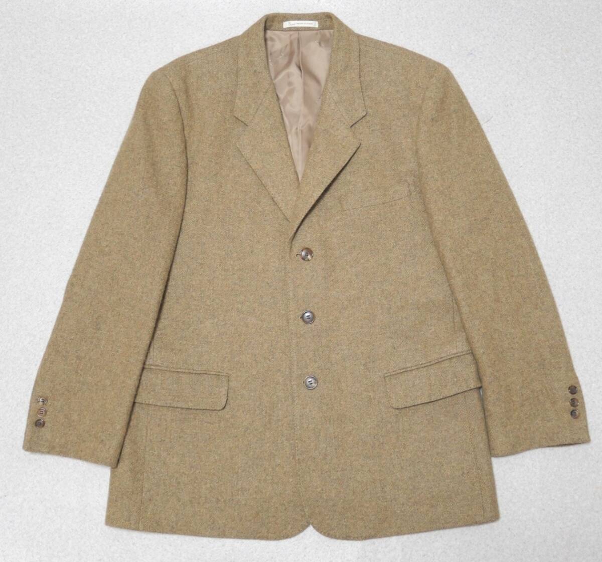 Papas × 英国生地 Joshua Ellis カシミヤ100% テーラードジャケット カーキ系 M 美品 ブレザー パパス ゆったり目拍卖