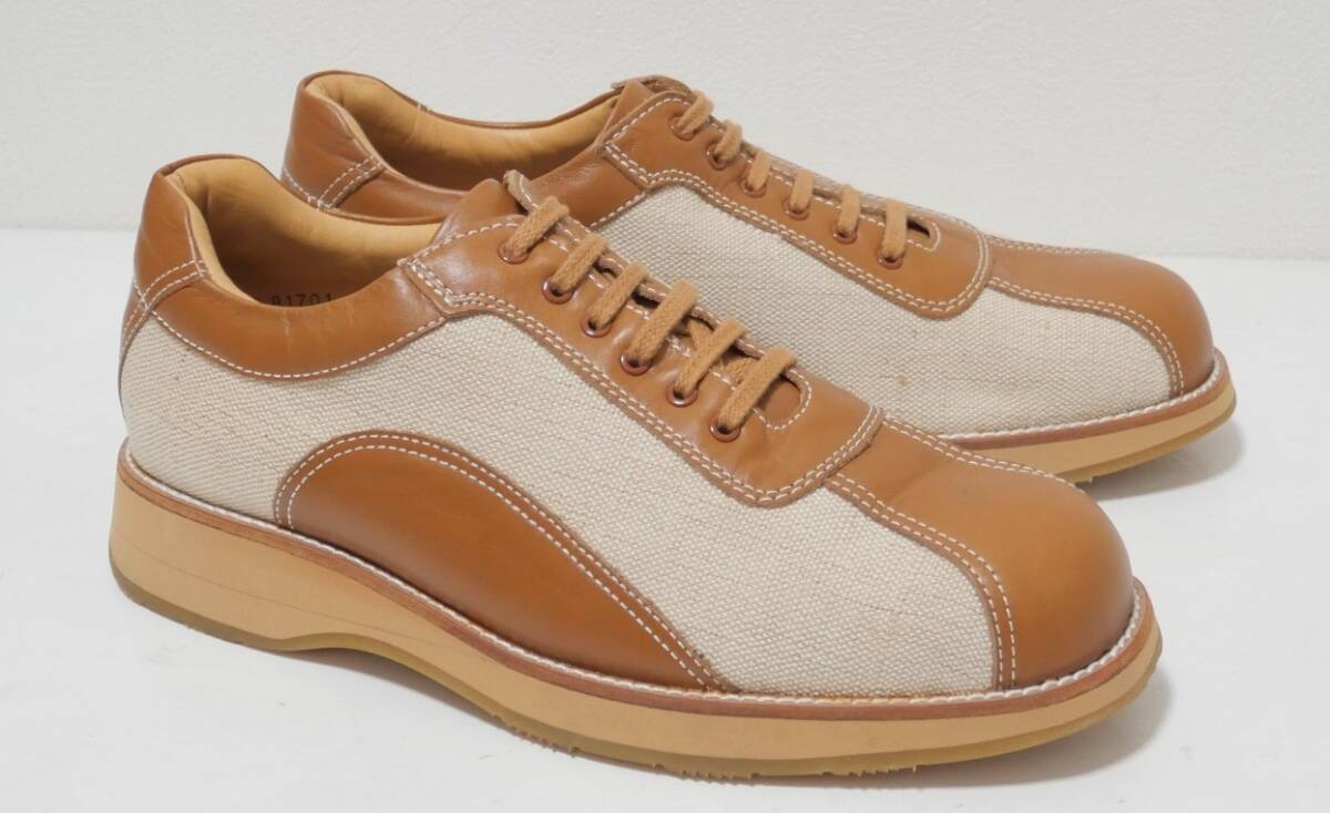 銀座ワシントン コットン×レザー シューズ 241/2 美品 コンビ 紳士靴 WASHINGTON 拍卖