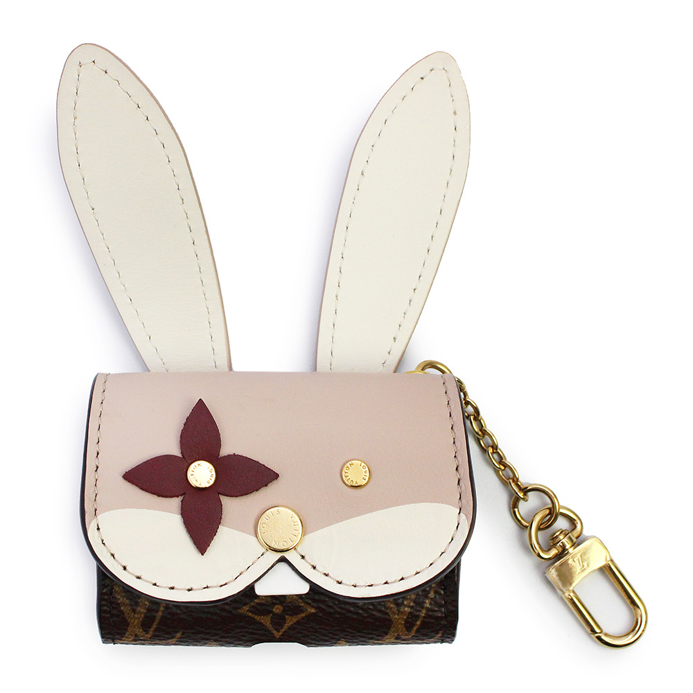 (新品・未使用品)ルイ ヴィトン LOUIS VUITTON うさぎ エテュイ イヤホン AirPods Pro ケース モノグラム レザー ブラウン ピンク GI0863拍卖