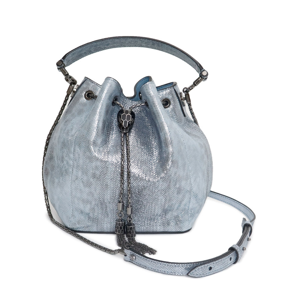 (未使用 展示品)ブルガリ BVLGARI セルペンティ フォーエバー バケット 巾着 ショルダー ハンドバッグ カルングレザー ブルー 291747拍卖