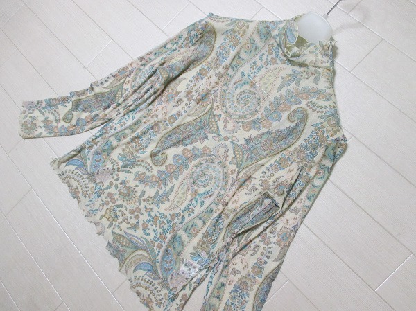 Healthy*ヘルシー 花ペイズリー風シルクメッシュカットソー Mサイズ拍卖