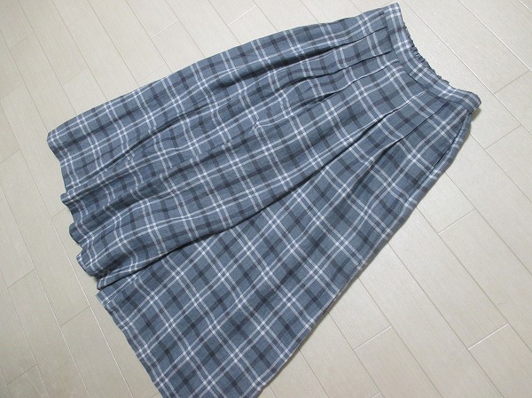 未使用/スタジオクリップ*studio CLIP × 高山都 麻100% リネンチェックイージーワイドタックパンツ M コーヒーとチェック拍卖