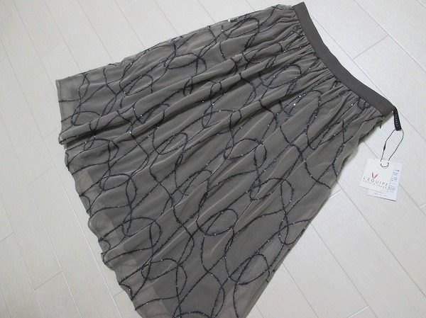 未使用/定価39900円 レキップ ヨシエイナバ*L'EQUIPE YOSHIE INABA チュール刺繍ギャザースカート 38 日本製 拍卖