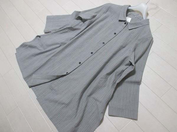 大きいサイズLL~3L 未使用/アトリエ翠*atelier sui 日本製 綿100% チュニックブラウスシャツ/ストライプ地拍卖