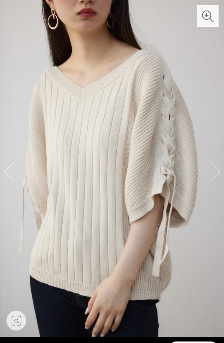 AZUL BY MOUSSY 2WAYショルダーレースアップニットトップス拍卖