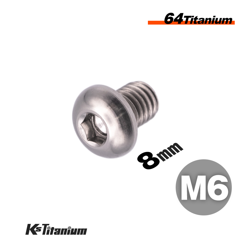 チタンボルト M6×8 全ネジ P1.0 ボタンボルト 無垢 1本売り 64チタン M6 バイク レストア パーツ拍卖