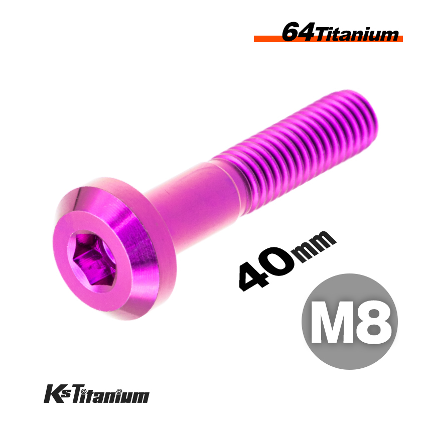 チタンボルト M8×40 P1.25 パープル 1本売り 64チタン テーパーヘッド ボタンボルト スレッド25mm バイク レストア パーツ拍卖