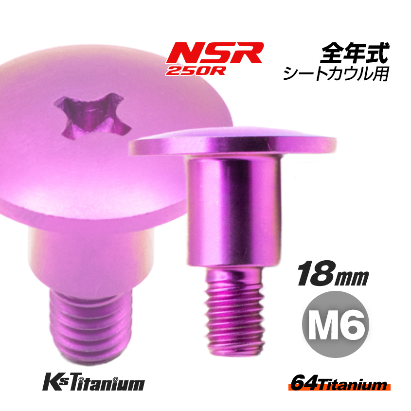 チタンボルト M6×18 (9mm×10mm段付き) P1.0 パープル 1本 ホンダ NSR250 純正 リア シートカウル ボルト バイク レストア 77104-KV3-770拍卖