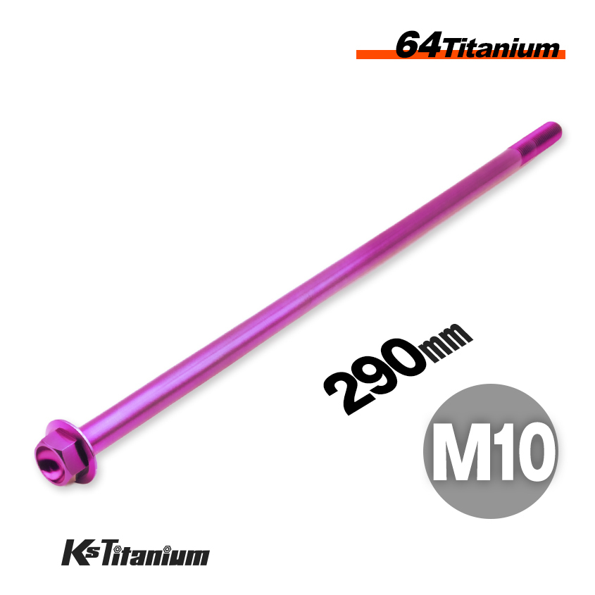 チタンボルト M10×290 P1.25 パープル 1本売り 64チタン フランジボルト スレッド 25mm バイク レストア パーツ拍卖