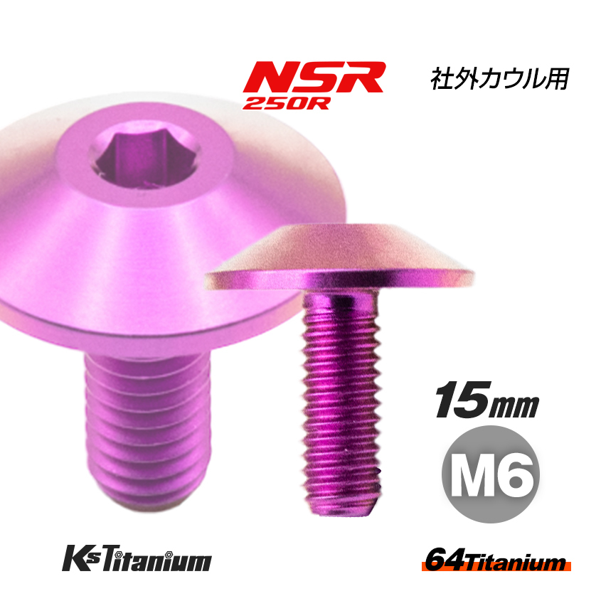 チタンボルト M6×15 全ネジ P1.0 パープル 1本 社外カウル 自作 FRP カウル ボルト バイク レストア パーツ 64チタン拍卖