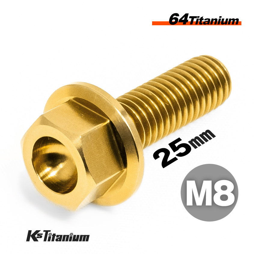 64チタン フランジボルト M8×25 P1.25 全ネジ ゴールド チタンボルト フロントキャリパー ニッシン NISSIN カスタム ボルト 自転車拍卖