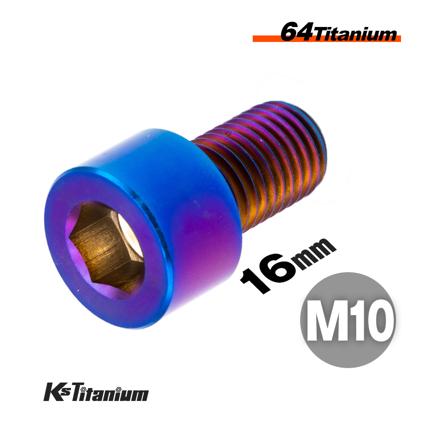 チタンボルト M10×16 P1.25 焼き色 1本売り 64チタン キャップボルト スレッド FULL(全ネジ) バイク レストア パーツ拍卖