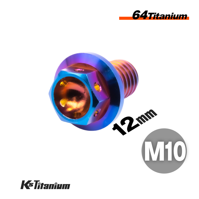 チタンボルト M10×12 P1.25 焼き色 64チタン オイルドレンボルト ワイヤーロック ワイヤリング フランジ レース サーキット 競技用に拍卖