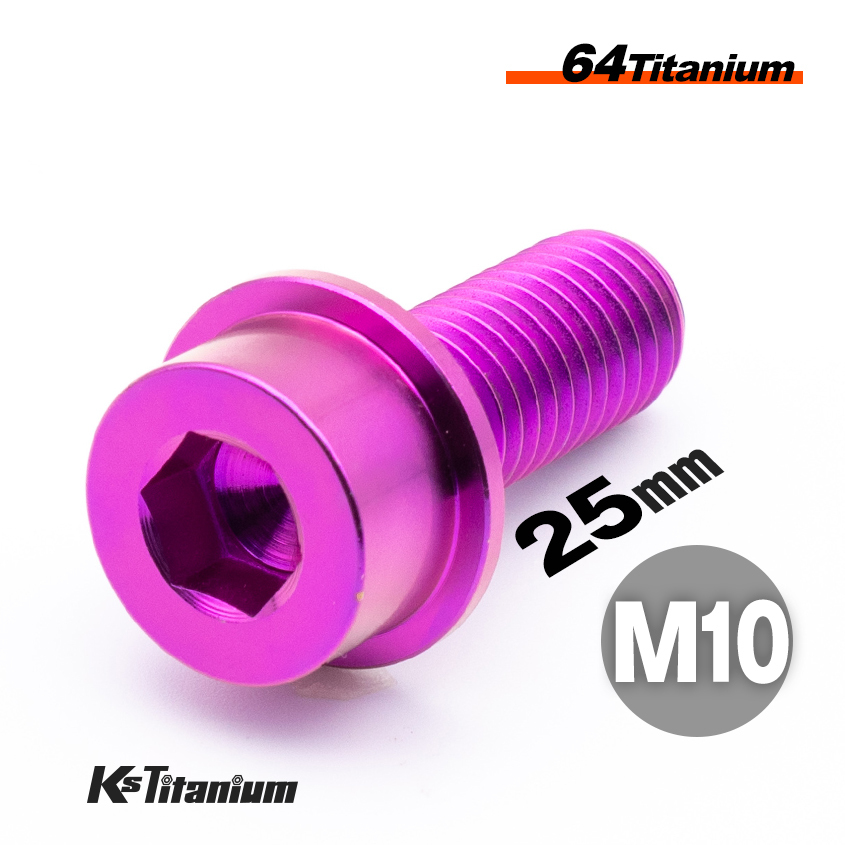 チタンボルト M10×25 brembo用 P1.50 パープル 1本売り 64チタン キャップボルト スレッド FULL(全ネジ) バイク レストア パーツ拍卖