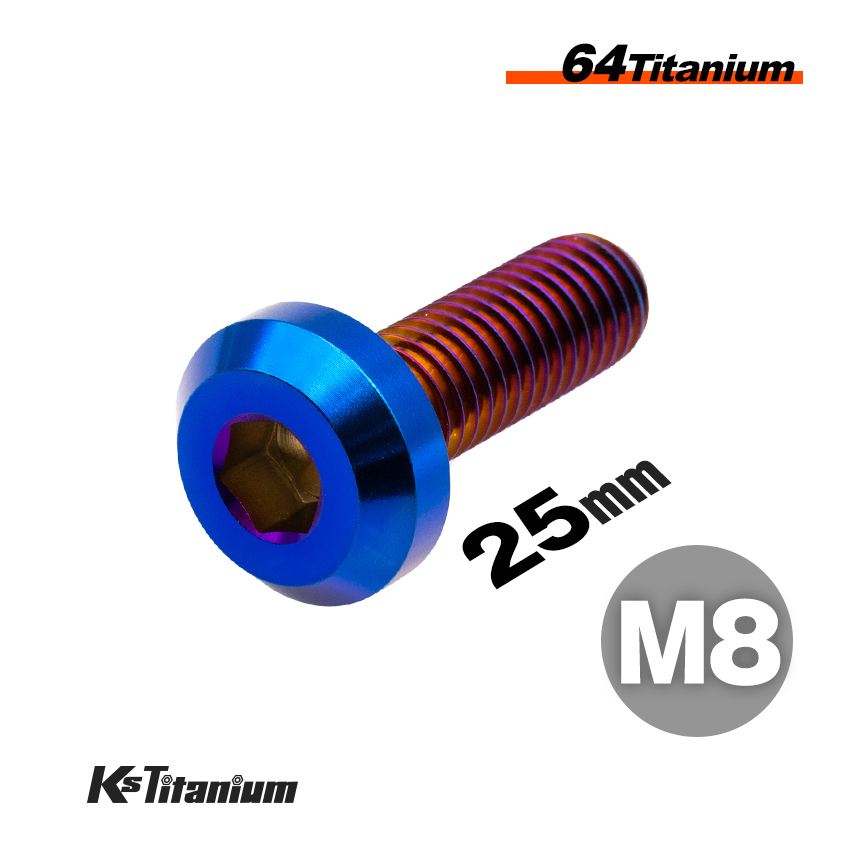 チタンボルト M8×25 全ネジ P1.25 テーパーヘッド ボタンボルト 焼き色 1本 64チタン M8 バイク レストア パーツ拍卖