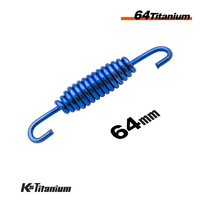 64チタン マフラースプリング 取付長62mm から 68mm前後 ブルー チタンスプリング チャンバー バイク レストア カスタム ドレスアップ拍卖
