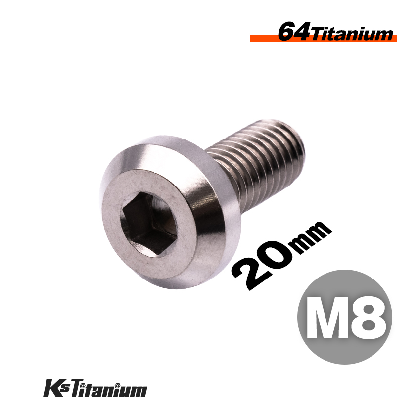 チタンボルト M8×20 全ネジ P1.25 テーパーヘッド ボタンボルト 無垢 1本 64チタン M8 バイク レストア パーツ拍卖