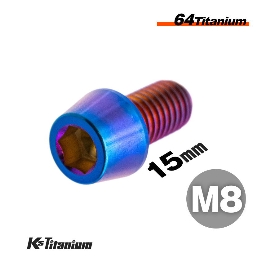 チタンボルト M8×15 全ネジ P1.25 テーパーボルト 焼き色 1本売り 64チタン M8 バイク レストア パーツ拍卖