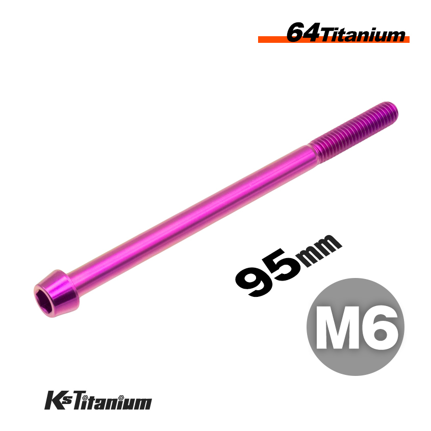 チタンボルト M6×95 スレッド25mm P1.0 テーパーボルト パープル 1本 64チタン M6 バイク レストア パーツ拍卖