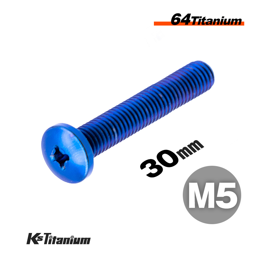チタンボルト M5×30 P0.8 ブルー 1本売り 64チタン バインドヘッドボルト 全ネジ バイク レストア パーツ拍卖