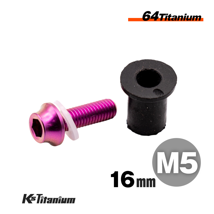 チタンボルト M5×16 P0.8 パープル 1本売り 64チタン スクリーンボルト 全ネジ バイク レストア パーツ拍卖