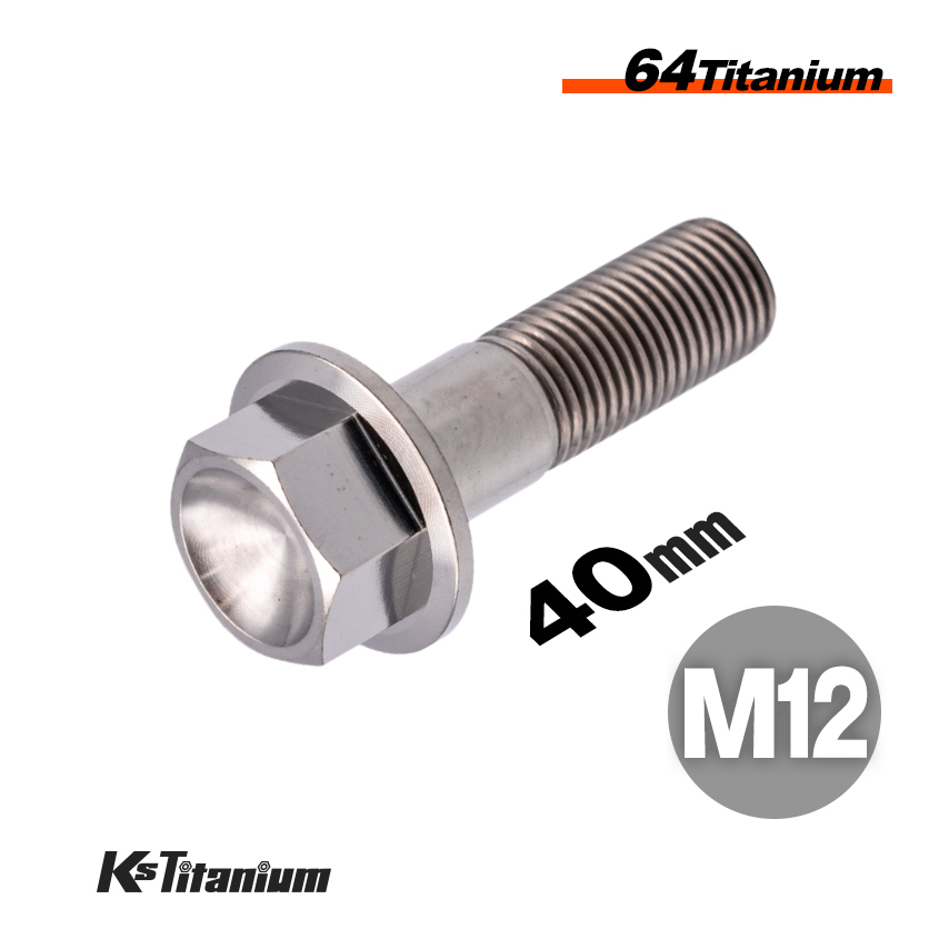 チタンボルト M12×40 スレッド25mm P1.25 フランジボルト シルバー 1本売り 64チタン M12 バイク レストア パーツ拍卖