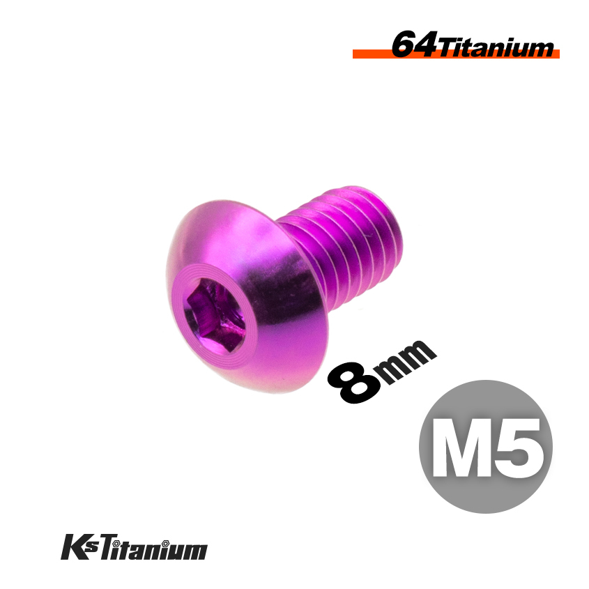 チタンボルト M5×8 全ネジ P0.8 ボタンボルト パープル 1本売り 64チタン バイク レストア パーツ拍卖