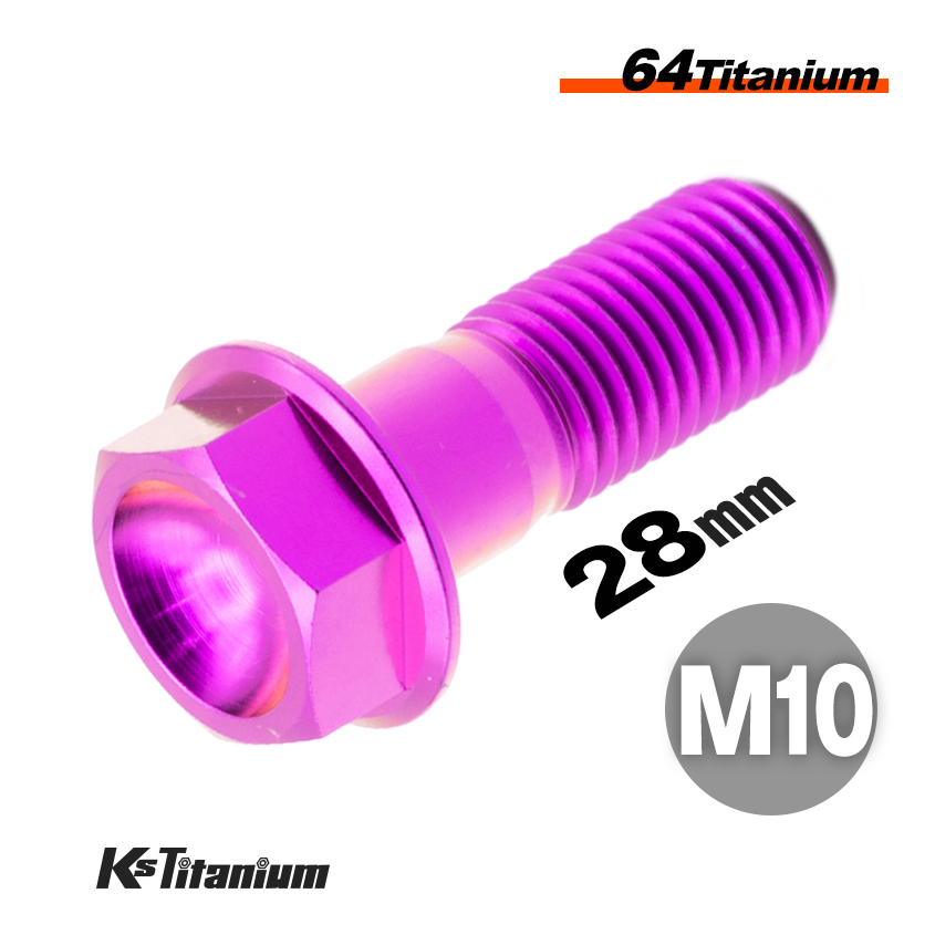 チタンボルト M10×28 P1.25 パープル 1本 64チタン ローヘッドフランジ スレッド18mm NSR250R MC21 スプロケット ハブ ボルト レストア拍卖