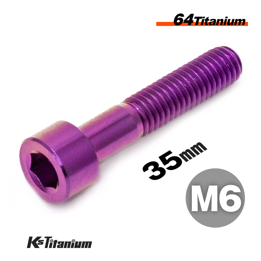 チタンボルト M6×35 P1.0 パープル 1本売り 64チタン キャップボルト スレッド 25mm バイク レストア パーツ拍卖