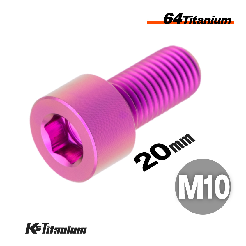 チタンボルト M10×20 全ネジ P1.25 キャップボルト パープル 1本売り 64チタン M10 バイク レストア パーツ拍卖