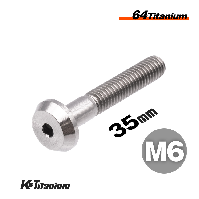 チタンボルト M6×35 スレッド25mm P1.0 テーパーヘッド ボタンボルト シルバー 1本 64チタン M6 バイク レストア パーツ拍卖