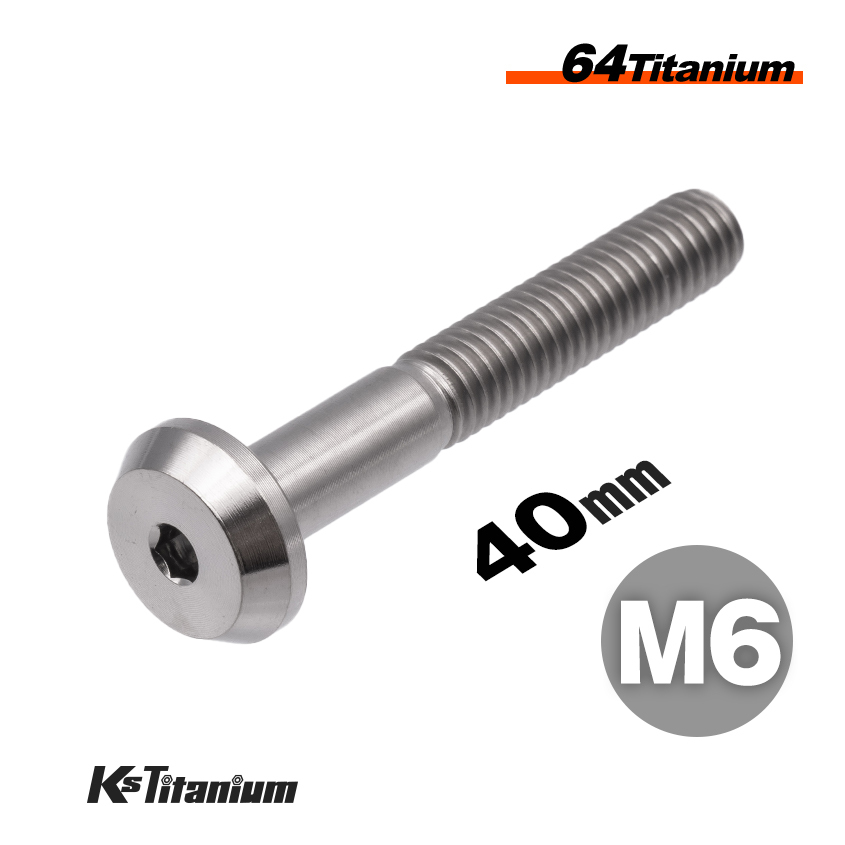 チタンボルト M6×40 スレッド25mm P1.0 テーパーヘッド ボタンボルト シルバー 1本 64チタン M6 バイク レストア パーツ拍卖