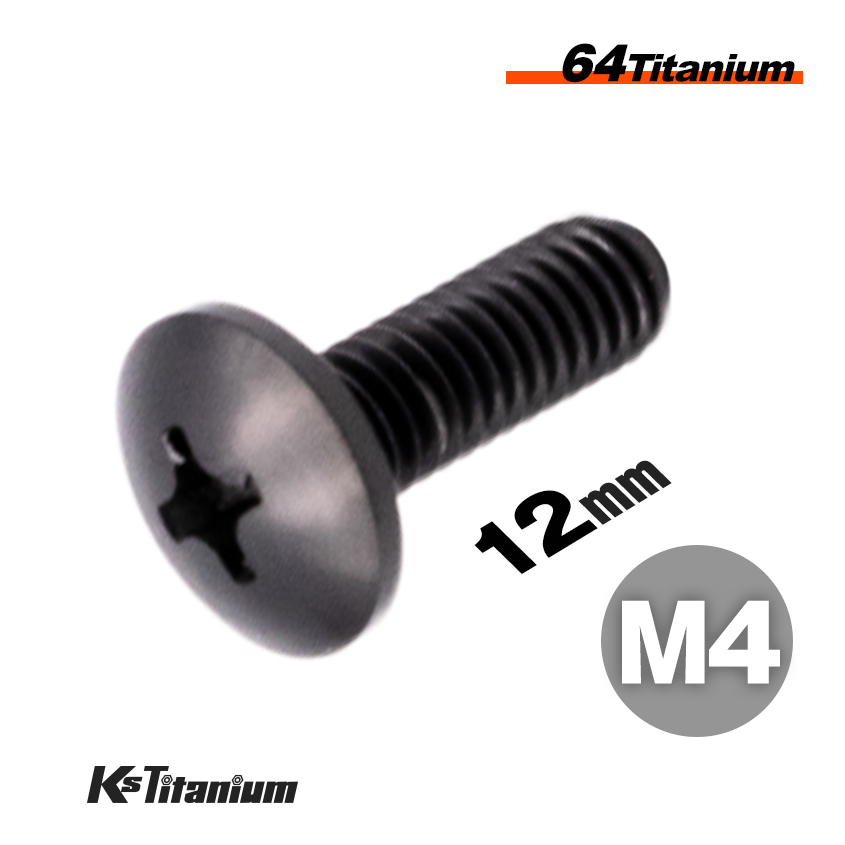 チタンボルト M4×12 P0.7 ブラック 1本売り トラス ボルト 全ネジ バイク NSR250 センターカウル スクリーンセッティング レストア パーツ拍卖