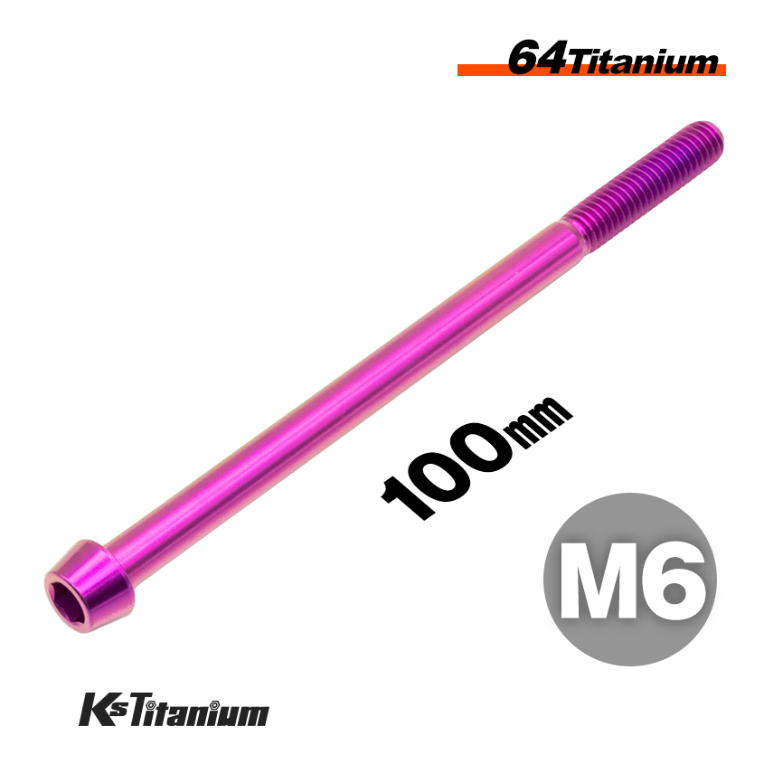 チタンボルト M6×100 スレッド25mm P1.0 テーパーボルト パープル 1本 64チタン M6 バイク レストア パーツ拍卖