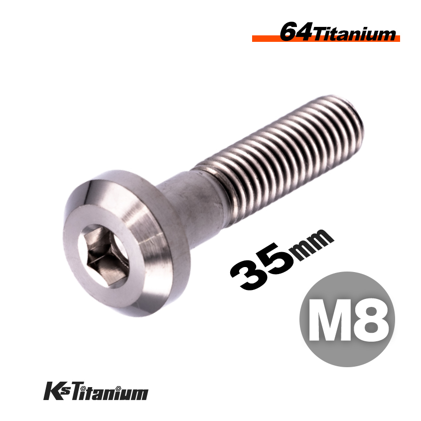 チタンボルト M8×35 P1.25 シルバー 1本売り 64チタン テーパーヘッド ボタンボルト スレッド25mm バイク レストア パーツ拍卖
