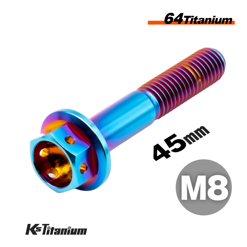 チタンボルト M8×45 P1.25 焼き色 64チタン ワイヤーロック式 フランジ ワイヤリング フロントフォーク ボトムケース等にNSR250R他拍卖