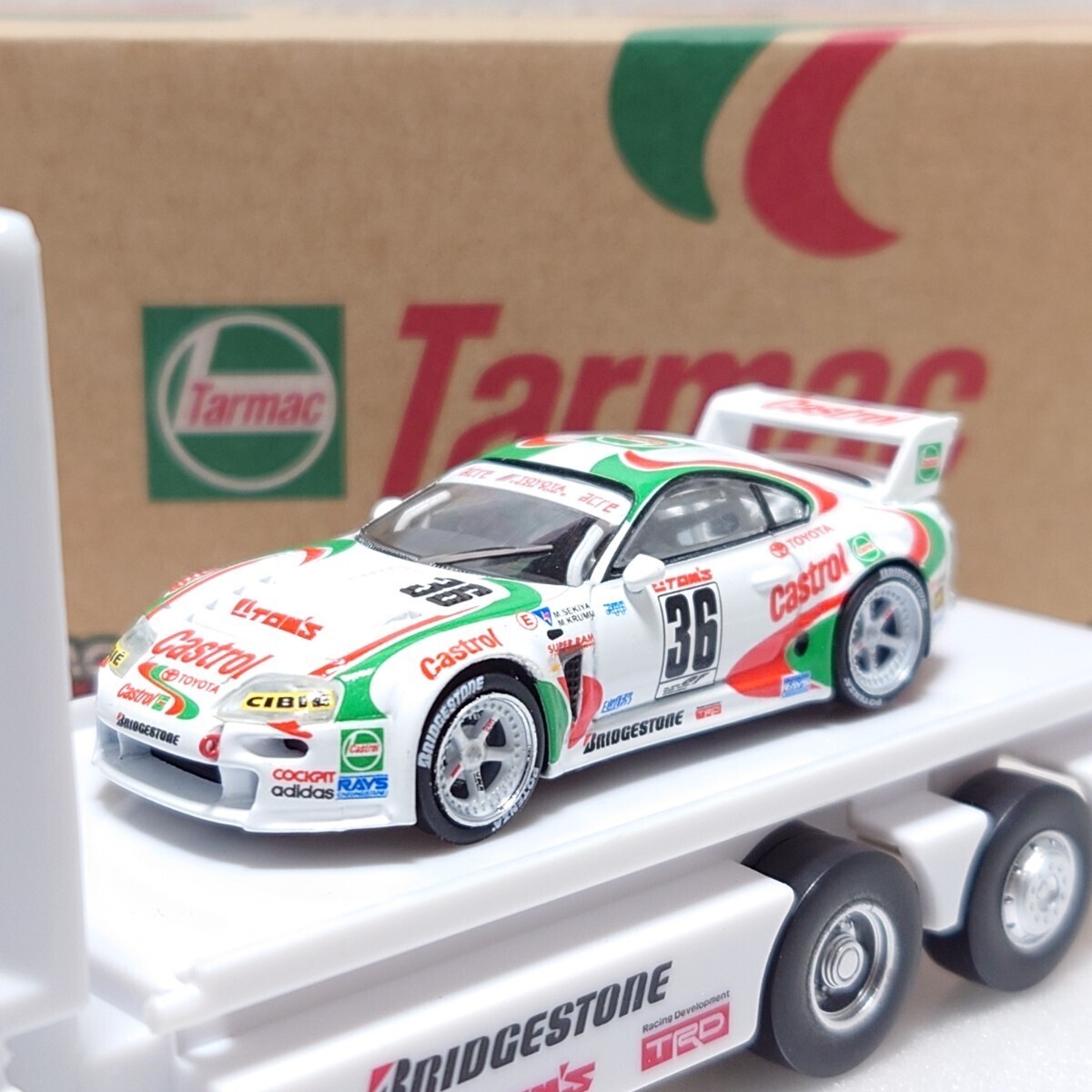 Tarmac 1/64 トヨタ スープラ JGTC 1995 カストロール 関谷正徳 ターマックワークス トラック付き Castrol Supra A80 トランスポーター拍卖