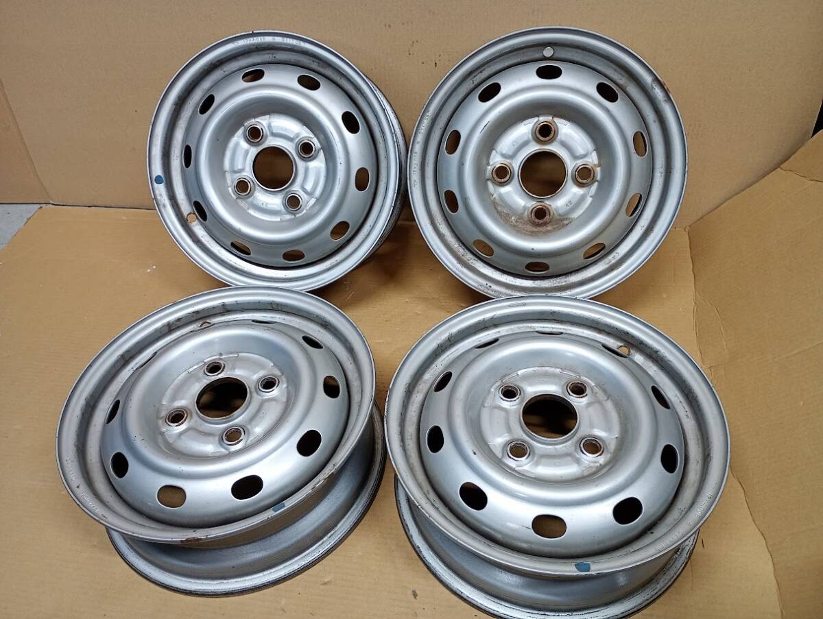 〇 ダイハツ 12インチスチールホイール 4穴.12×4.00B.PCD100 未確認ジャンク品4本 /鉄ホイール /鉄チン /12インチ拍卖