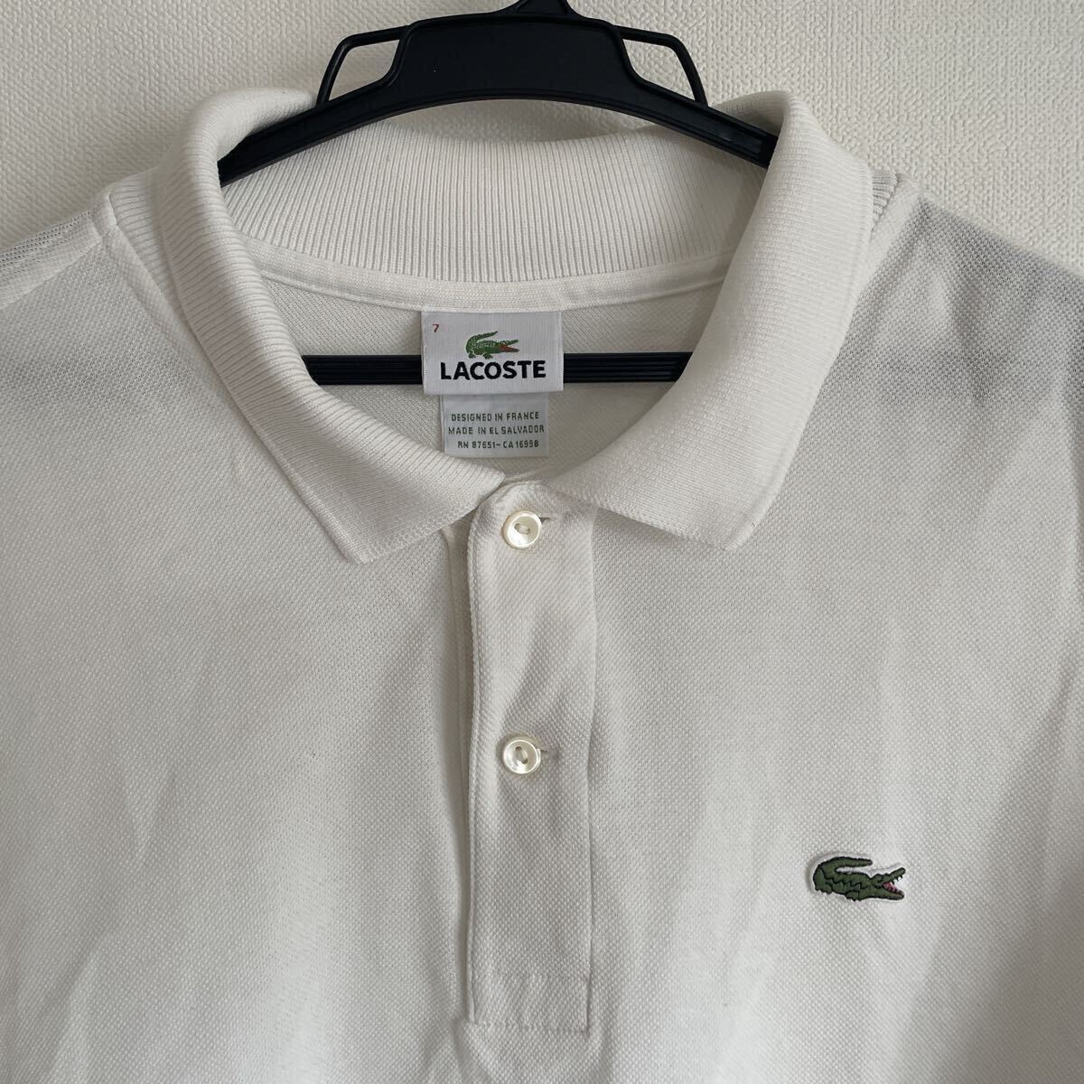 古着 LACOSTE ポロシャツ ラコステ 半袖ポロシャツ サイズ7 白拍卖