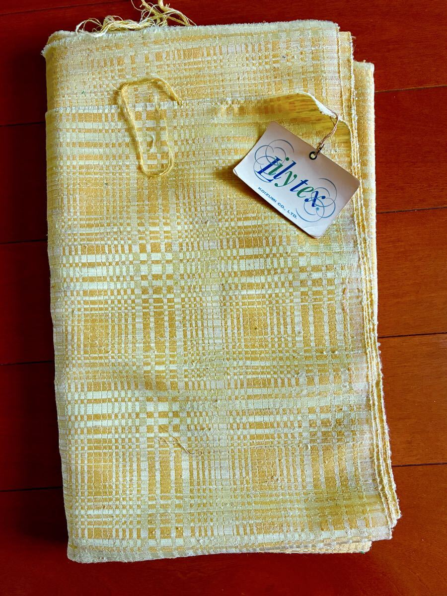 新品自宅保管布地生地90cm幅×3.1m織柄チェック黄色イエロー系♪チュエ肉厚春秋冬用素材不明ハンドメイド手芸ジャケットスカートパンツ等に拍卖