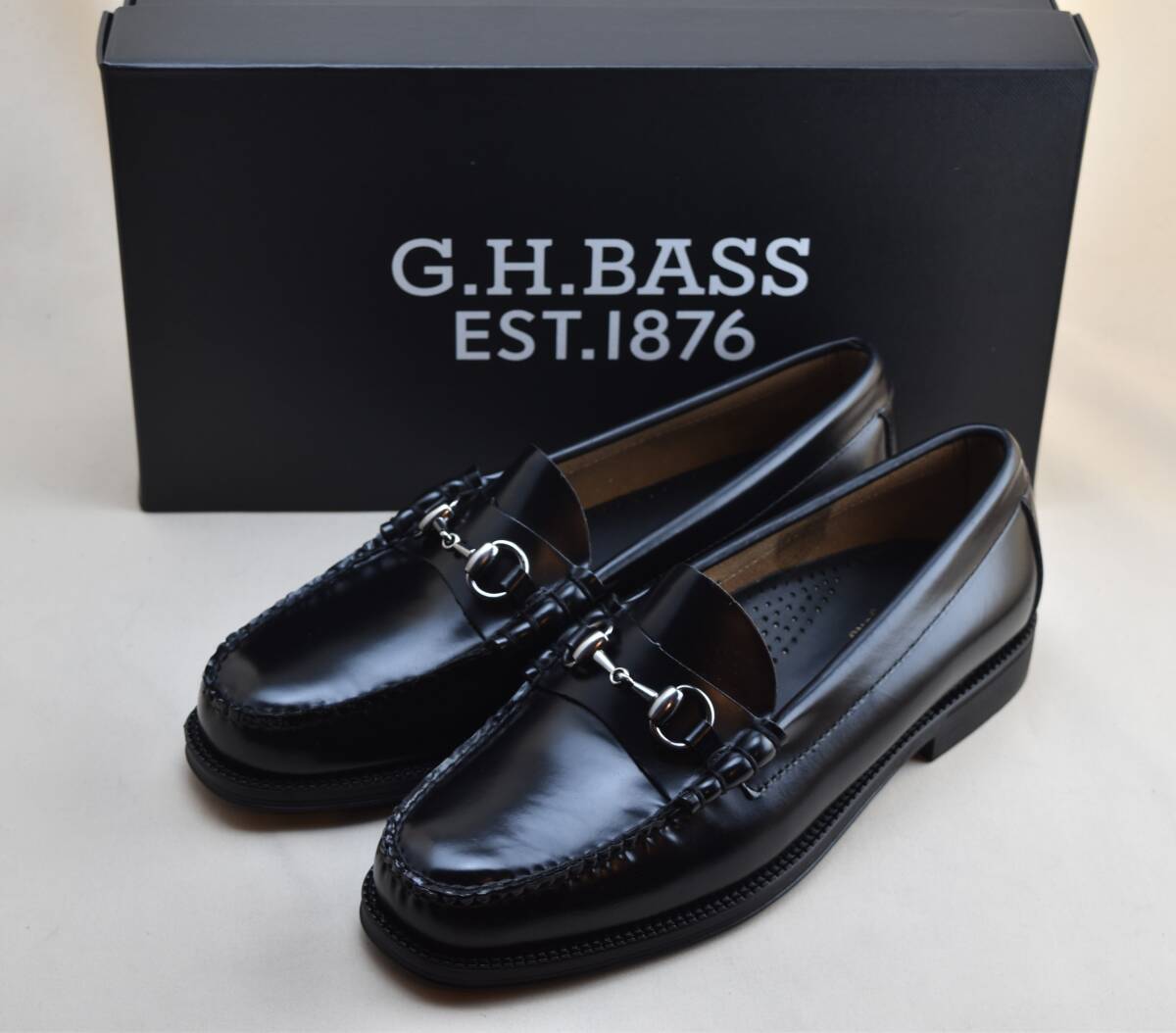 G.H BASS バス ビットローファー LINCOLN リンカーン ブラックレザー ラバーソール US8 25.5-26cm相当 未使用品拍卖