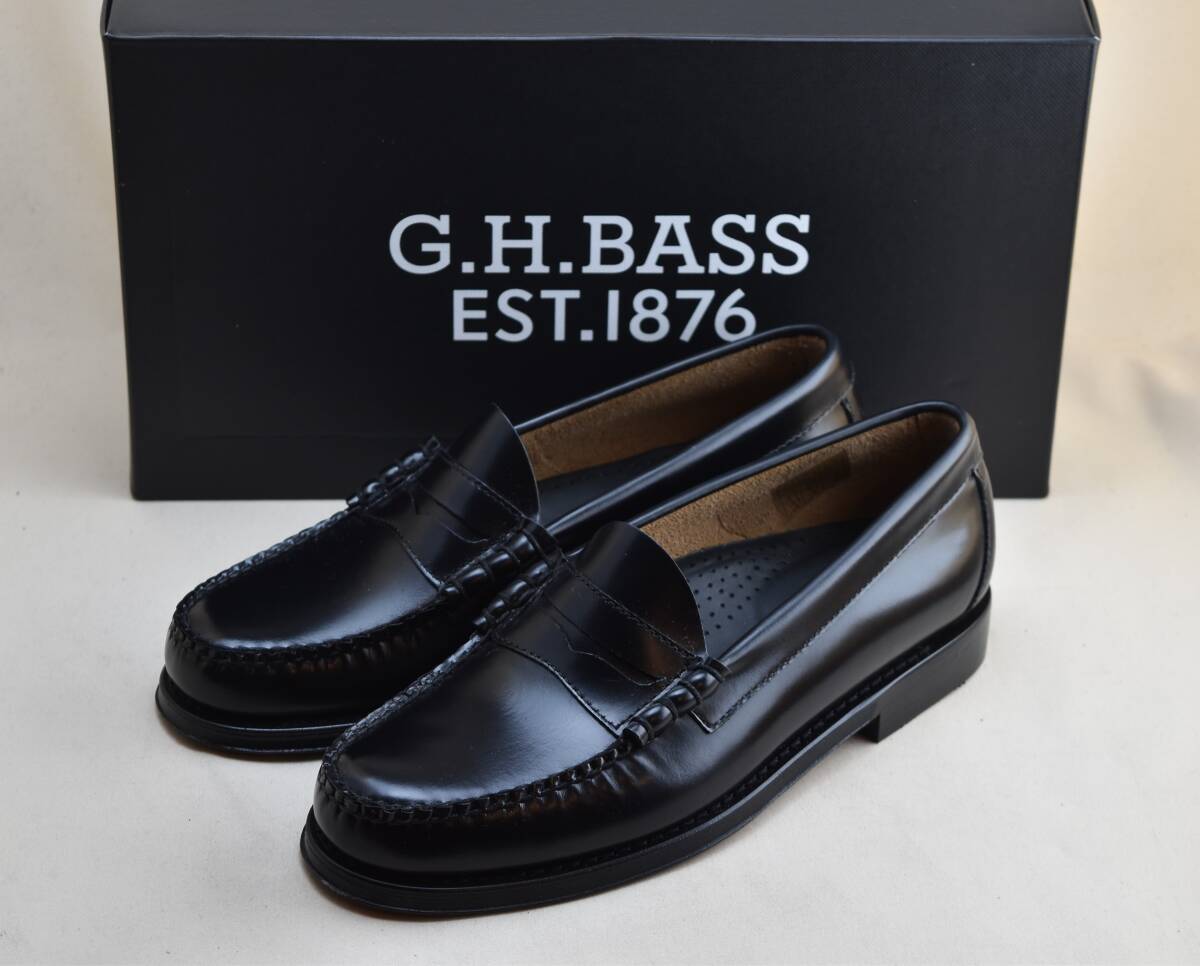 G.H BASS バス 定番ビーフロールローファー LARSON ラーソン ブラックレザー レザーソール US6.5 24-24.5cm相当 未使用品拍卖