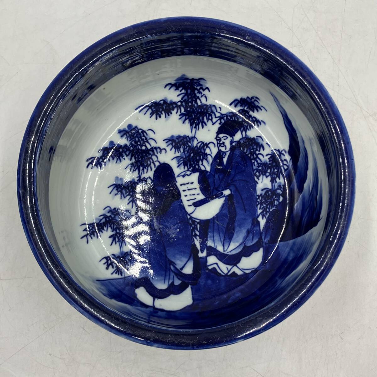 【中古美品】染付 盛り鉢 青 1点 食器 インテリア 置物 工芸品 レトロ拍卖