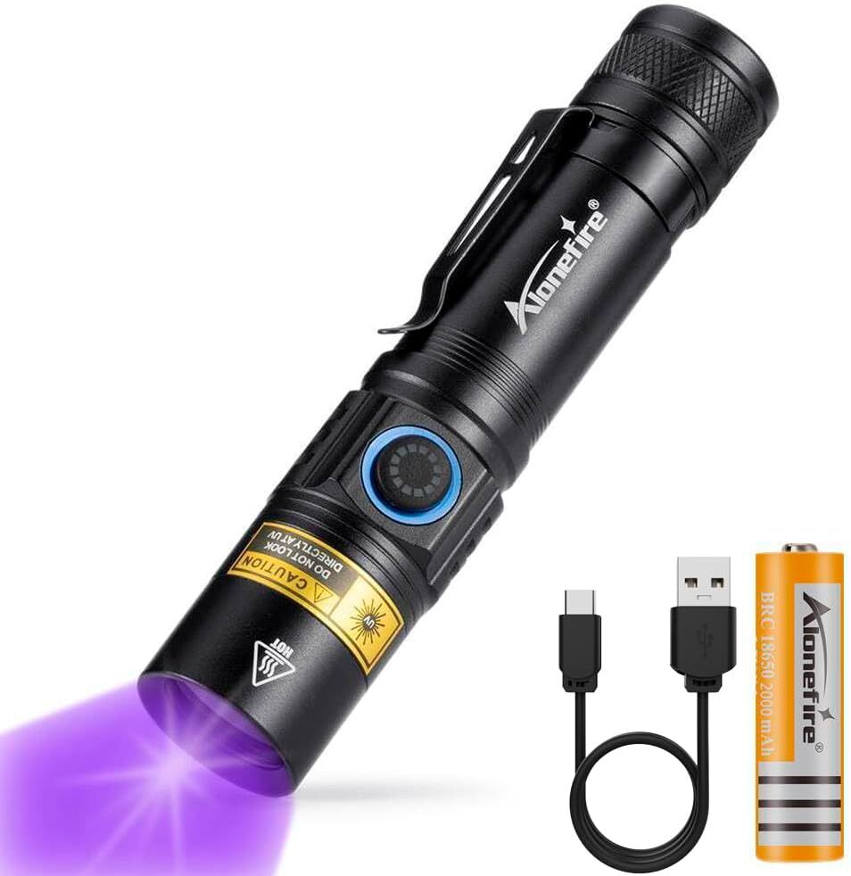 SV38 5W 365nm ブラックライト UV懐中電灯 タイプ USB C 充電式 紫外線 アニサキスライト ウッド灯検査 マネー検出器 レジン用 硬化拍卖