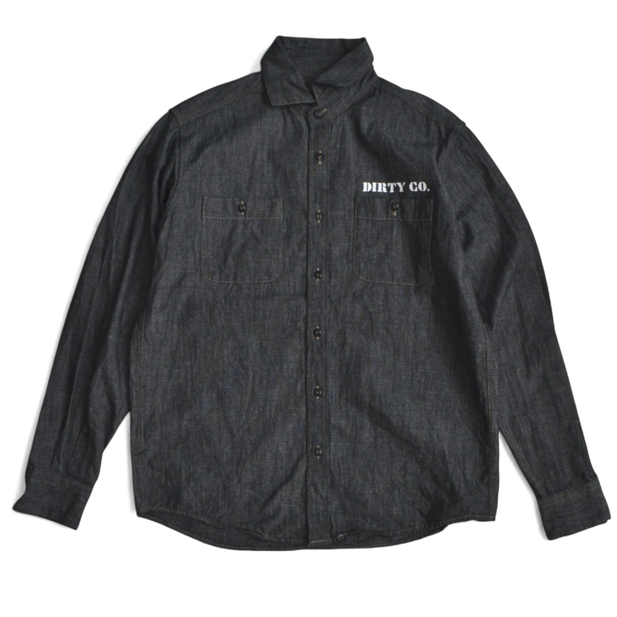 AT-DIRTY アットダーティ― WIDE DUNGAREE L/S SHIRT ダンガリーシャツ 長袖 サイズS ブラック メンズ 定価16500円 M231417拍卖